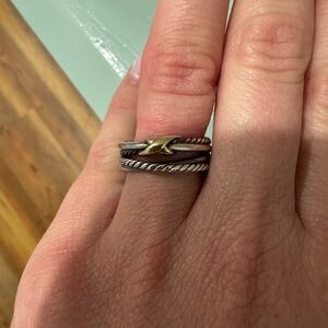 David yurman silver and gold crossover x ring size 6